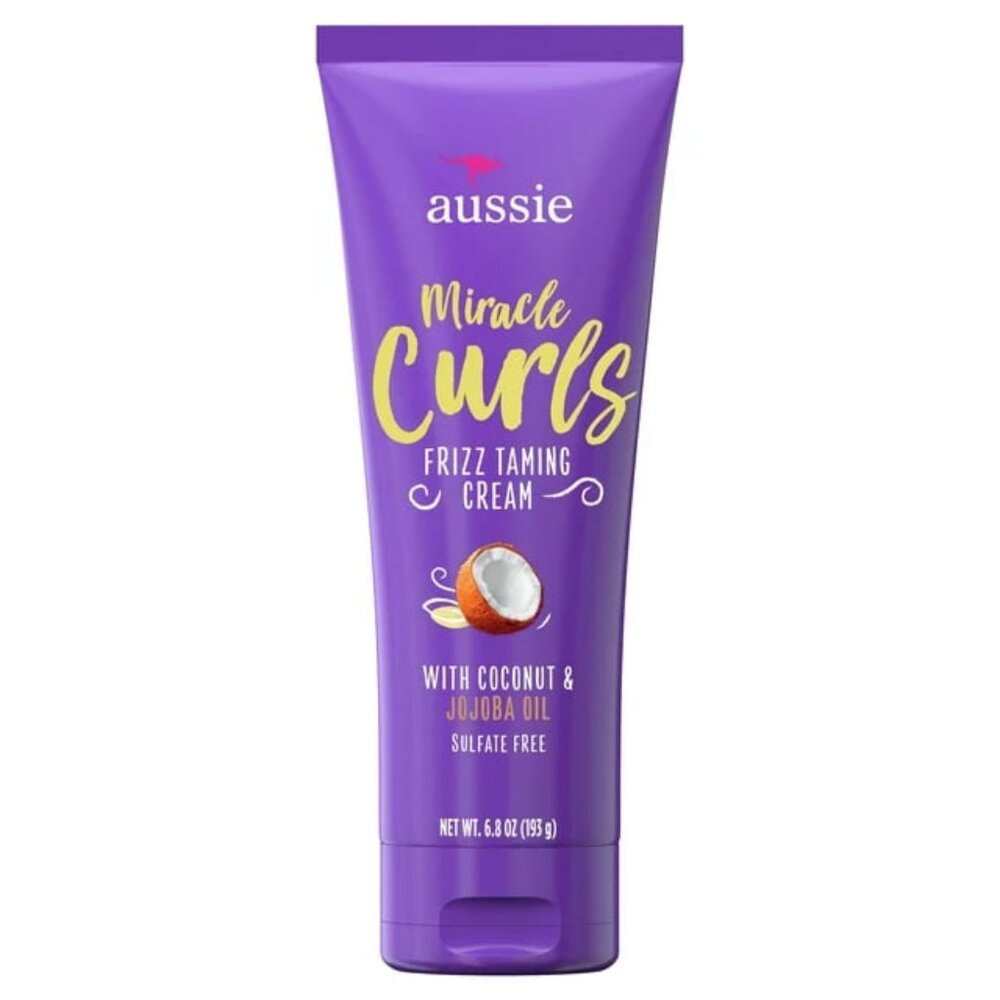3 Pack Aussie Miracle Curls Frizz Taming Cream 6.8 Ounce (Coconut & Jojoba Oil)